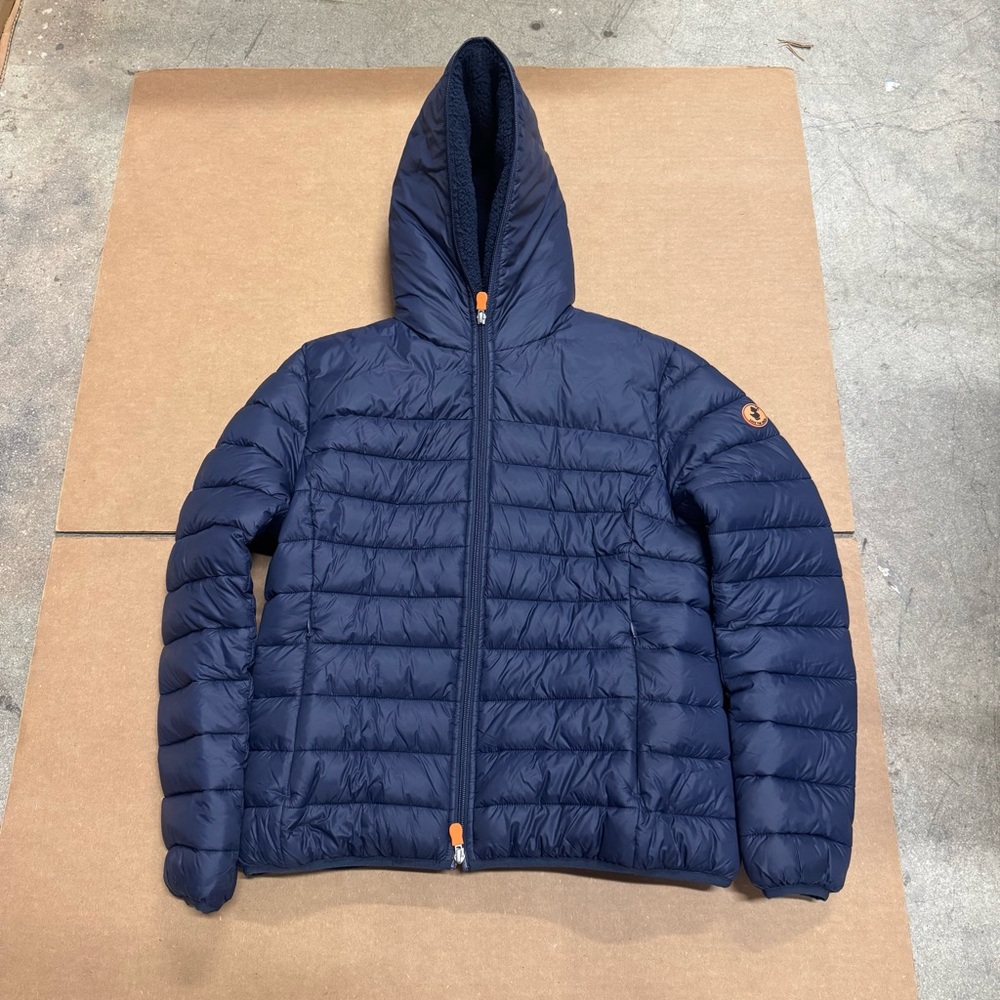Save The Duck Daisey Hooded Puffer Jacket Ultra Light Full Zip Women's 3/L Blue